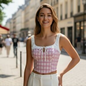 Persaya Pink Checkered Blouse